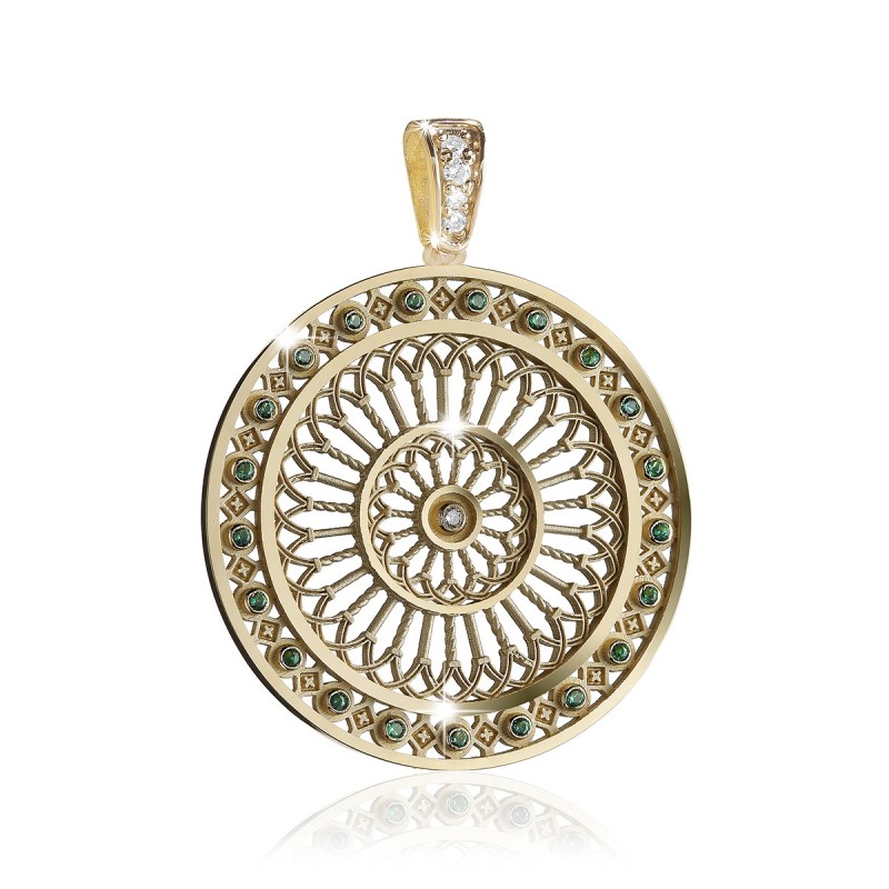 Pendente Rosone Canticum Assisi Basilica Santa Chiara in argento con zirconi