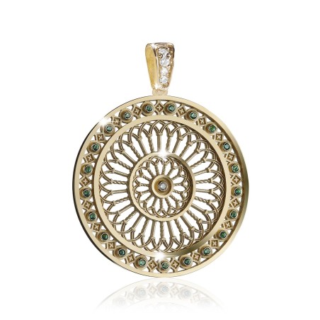 Pendente Rosone Canticum Assisi Basilica Santa Chiara in argento con zirconi