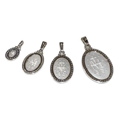 925 sterling silver miraculous Madonna medal with cubic zirconia