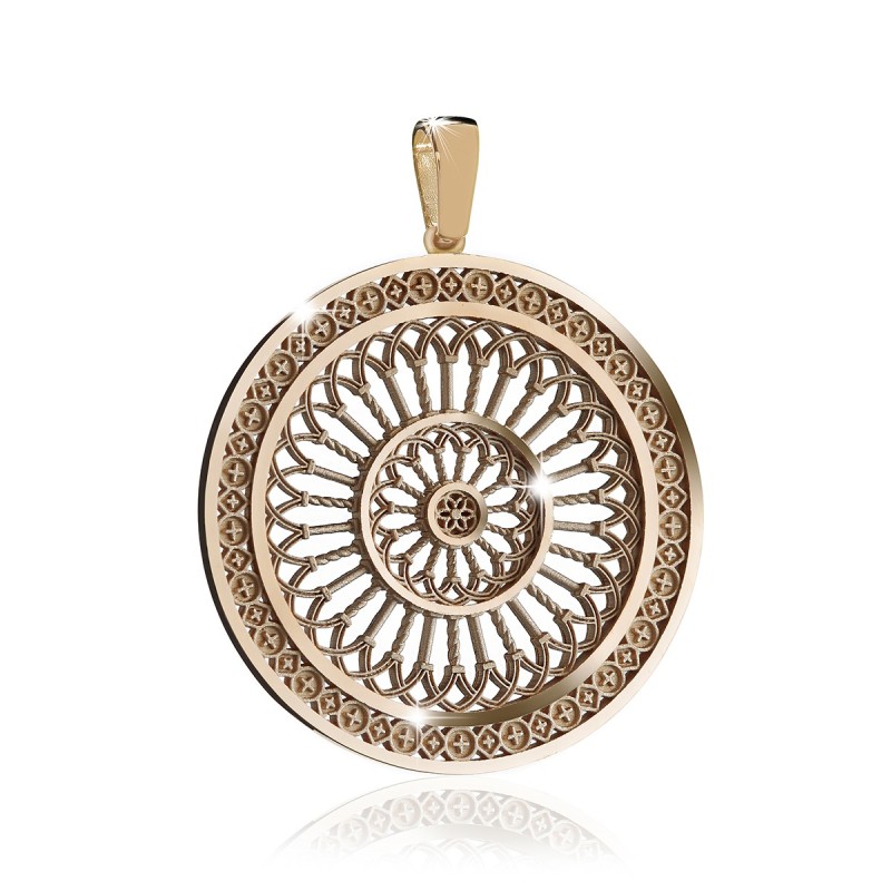 Gold St. Clare's Basilica rosewindow pendant