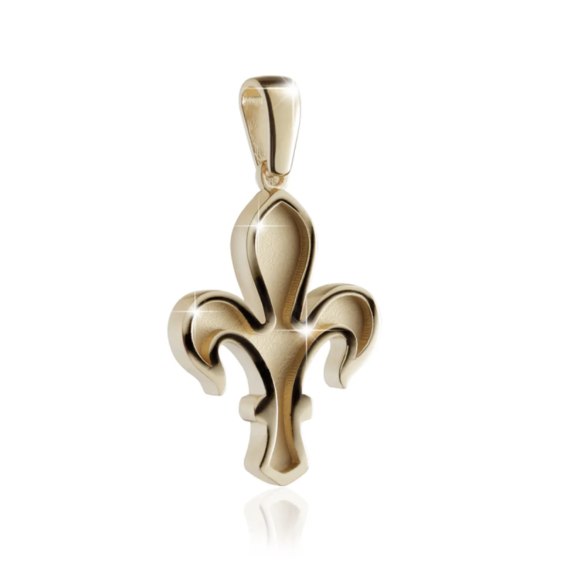 Sterling silver florentine lily pendant with high and low relief