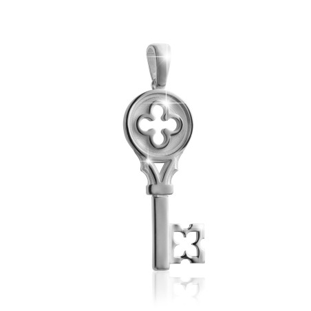 Sterling silver Iter Venice key pendant with Palazzo Ducale's quadrilob flower