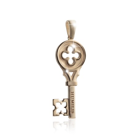Gold Iter Venice key pendant with Palazzo Ducale's quadrilob flower