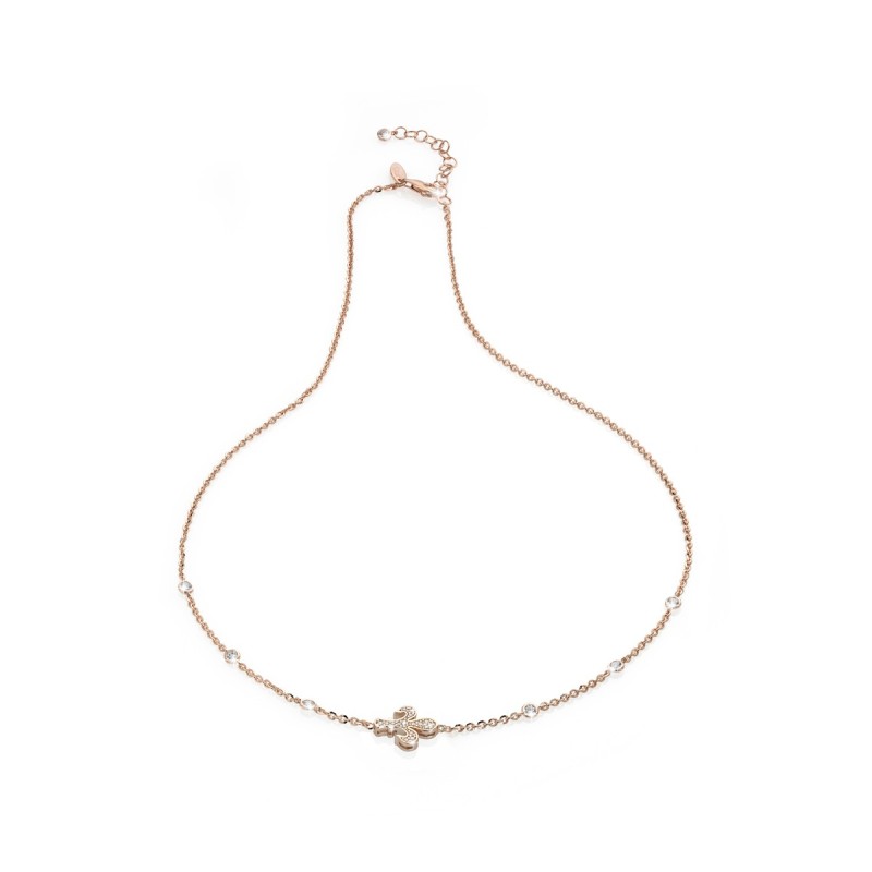 Gold Iter Florence necklace with Florentine lily and zirconia