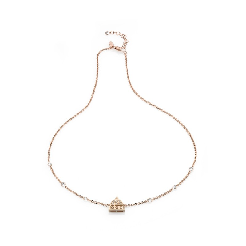Gold Iter Rome necklace with the dome of the St. Peter's Basilica with stones