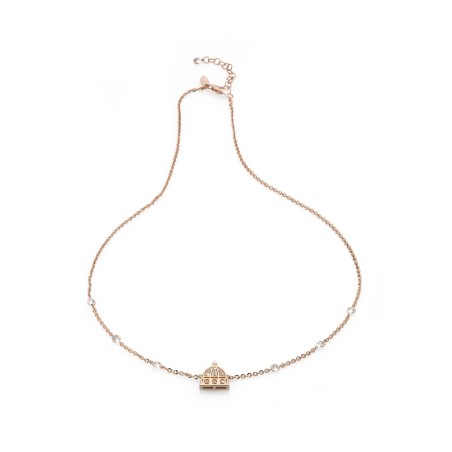 Gold Iter Rome necklace with the dome of the St. Peter's Basilica with stones