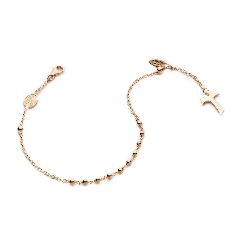 Bracciale Rosario Tau e San Francesco con decina di grani in argento
