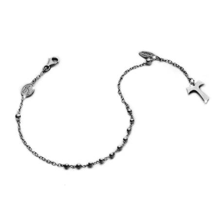 Bracciale Rosario Tau e San Francesco con decina di grani in argento