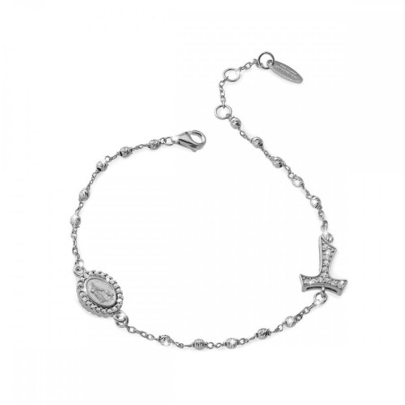 Gold Rosary bracelet with decade Tau cross St. Francis and miracolous Virgin medal