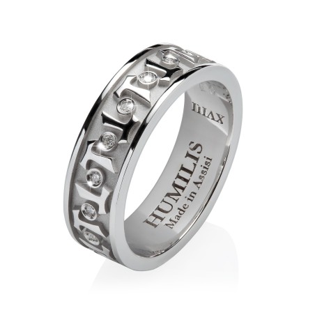 Anello collezione Classica Canticum croce Tau francescana in oro con pietre