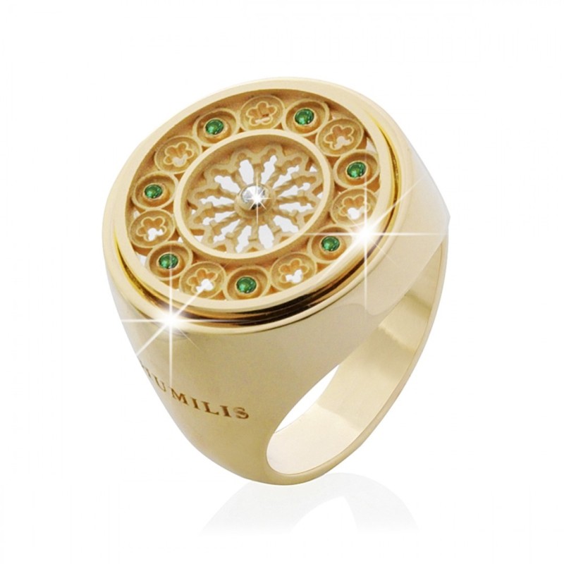 Anello Rosone Assisi Canticum Basilica San Francesco in argento con zirconi