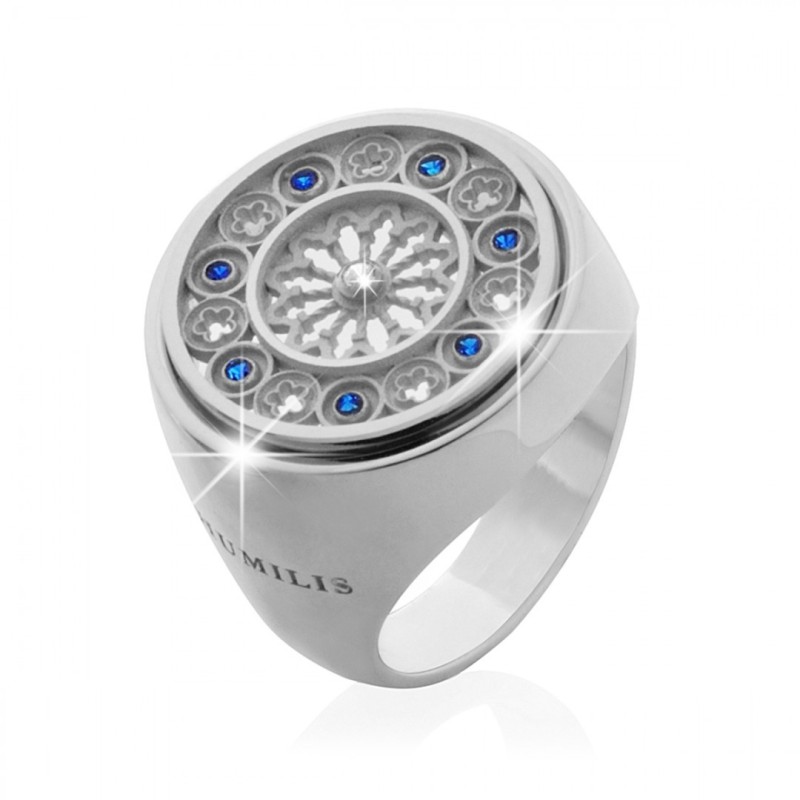 Sterling silver ring Canticum Rose Window Saint Francis Basilica of Assisi with zirconia
