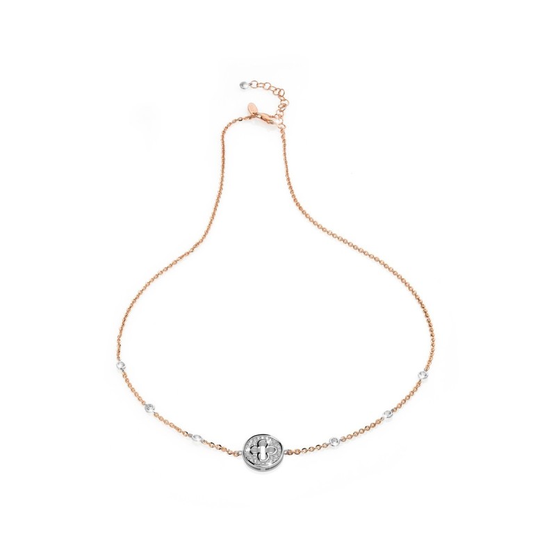 Gold Iter Venice necklace with Palazzo Ducale's quadrilob flower with zirconia