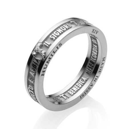 Gold ring Blessing of St. Francis with diamonds