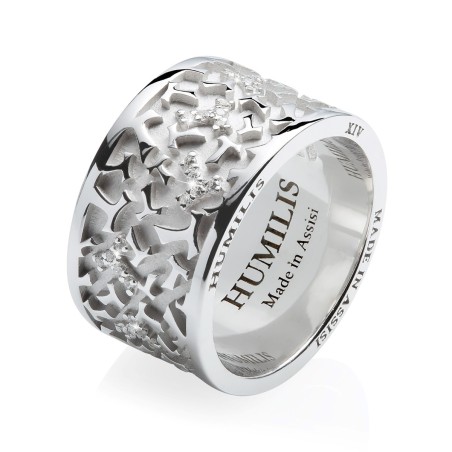 Anello collezione Classica Random croce Tau francescana in oro con diamanti