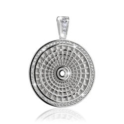 Sterling silver Rome small Pantheon round pendant with zirconia