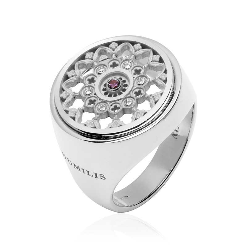 Sterling silver ring Rose Window Florence Cathedral with zirconia