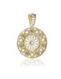 Gold Basilica of St. Francis rosewindow medium pendant with stones