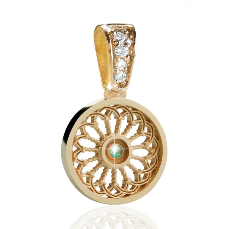 Sterling silver St. Clare's Basilica rosewindow small pendant with zirconia