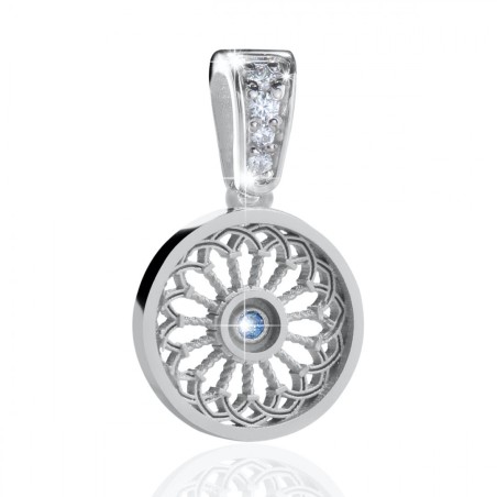Sterling silver St. Clare's Basilica rosewindow small pendant with zirconia