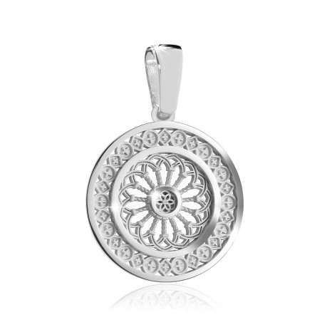 Gold St. Clare's Basilica rosewindow medium pendant