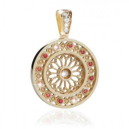 Pendente Rosone Canticum medio Assisi Basilica Santa Chiara in oro con pietre