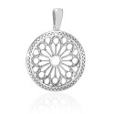 Sterling silver St. Antony from Padua rosewindow medium pendant