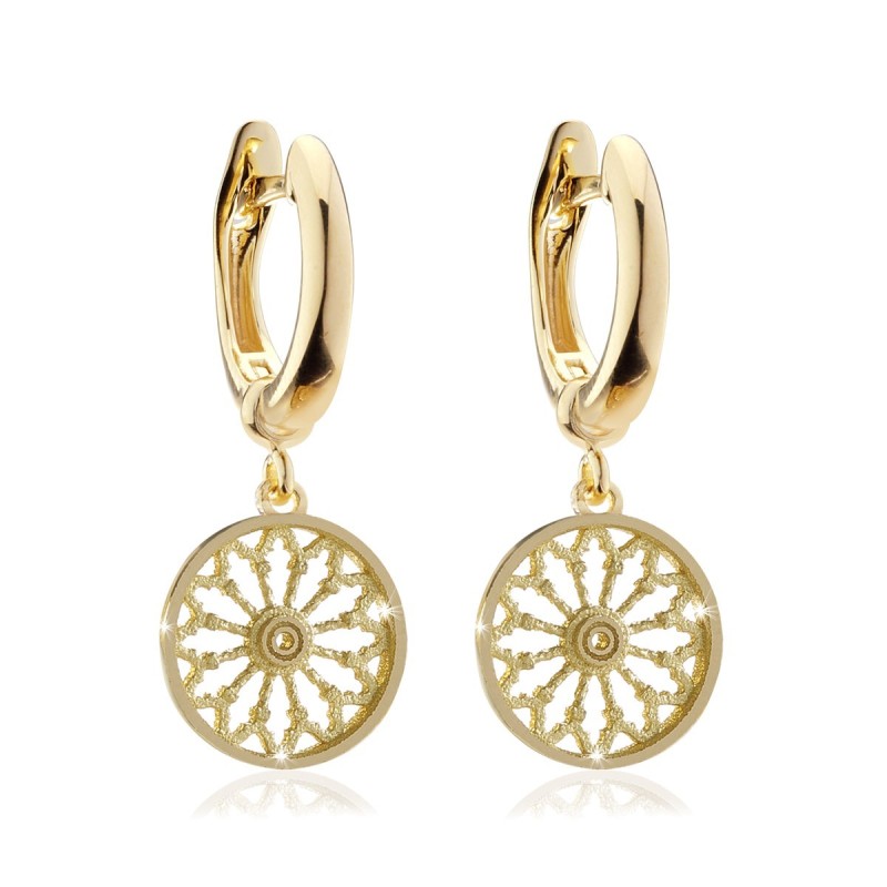 Gold small earrings, depicting the rosewindow of St. Francis Basilica