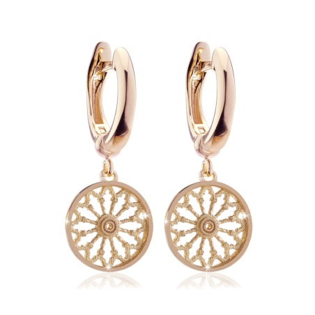 Gold small earrings, depicting the rosewindow of St. Francis Basilica