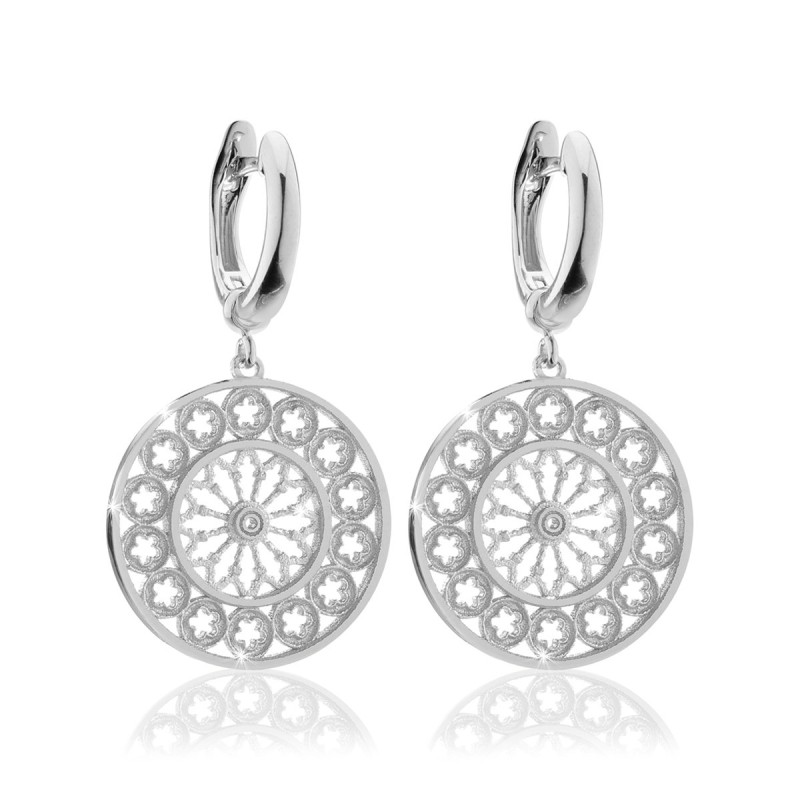 Gold medium earrings, depicting the rosewindow of St. Francis Basilica