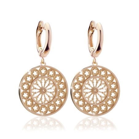 Gold medium earrings, depicting the rosewindow of St. Francis Basilica
