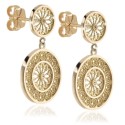 Gold stud earrings, depicting the rosewindow of St. Francis Basilica