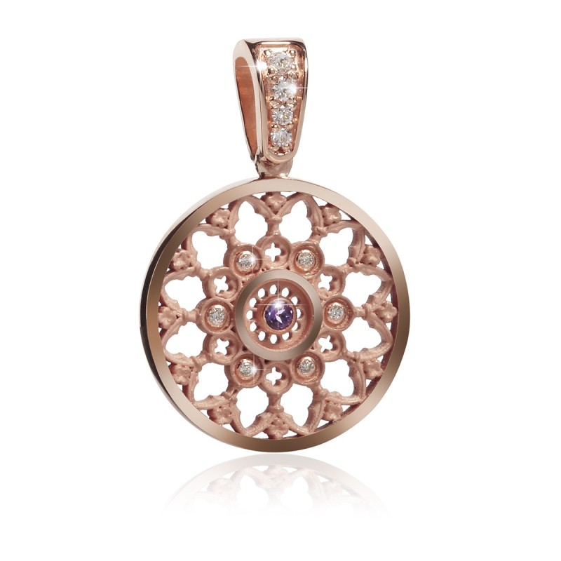 Gold rosewindow Cathedral of Florence small pendant with stones