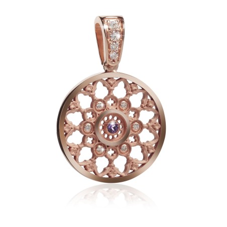 Gold rosewindow Cathedral of Florence small pendant with stones