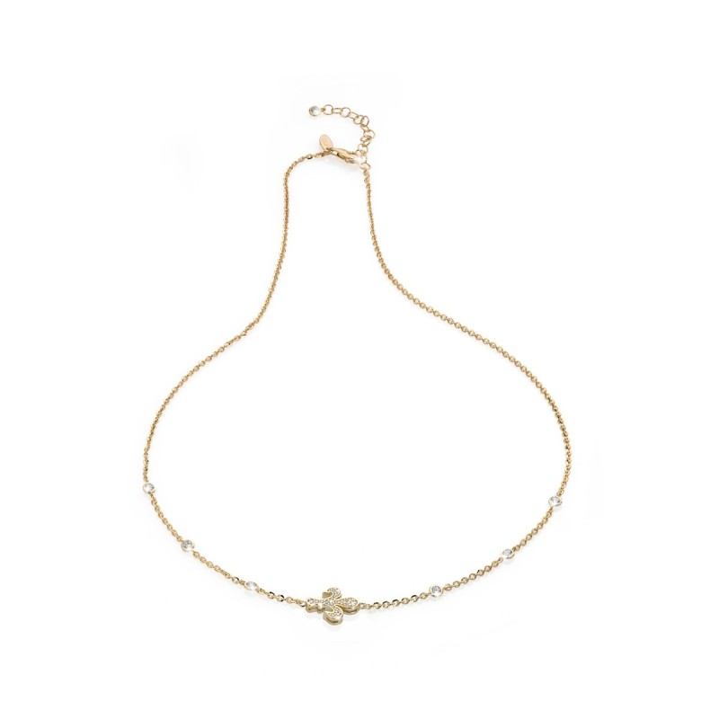 Gold Iter Florence necklace with Florentine lily and diamonds