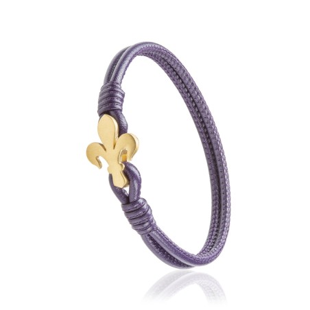 Bracciale Iter Firenze giglio fiorentino in pelle viola e argento