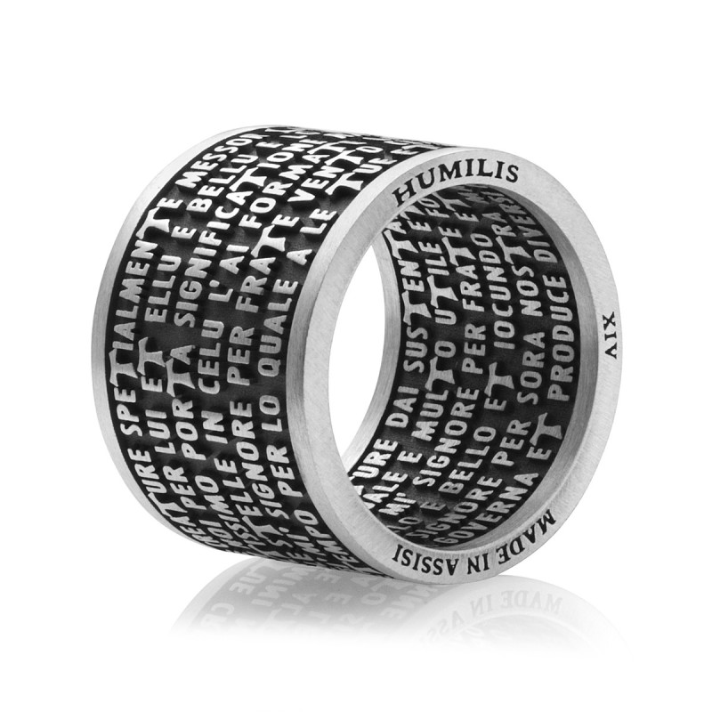 Sterling silver ring with the Canticle of the creatures of St. Francis