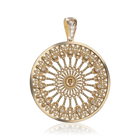 Gold Orvieto's rosewindow pendant with diamonds