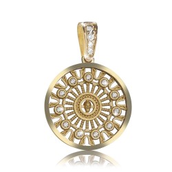 Gold rosewindow Cathedral of Orvieto small pendant with diamonds
