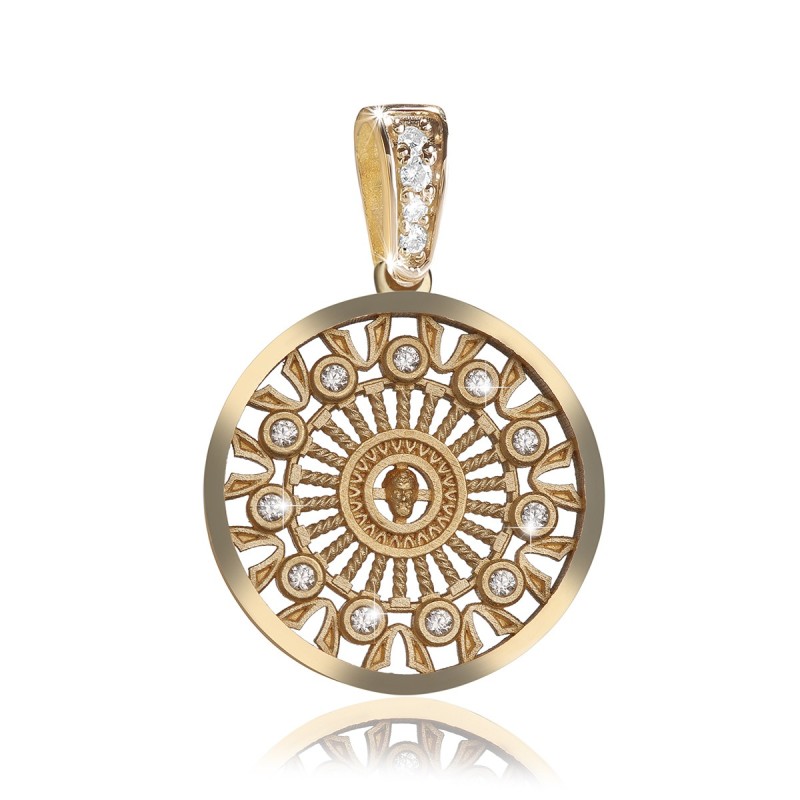 Pendente Rosone piccolo Duomo Orvieto in argento con zirconi