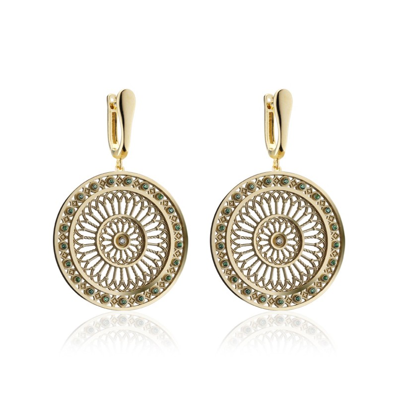Gold St. Clare rosewindow Canticum collection earrings with stones