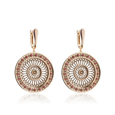 Gold St. Clare rosewindow Canticum collection earrings with stones