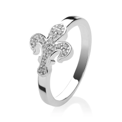 Sterling silver Iter Florence ring with Florentine lily with zirconia