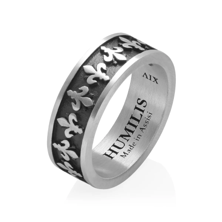 Sterling silver Iter Florence band ring with Florentine lily