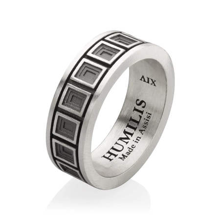 Sterling silver Iter Rome ring band with Pantheon dome coffered