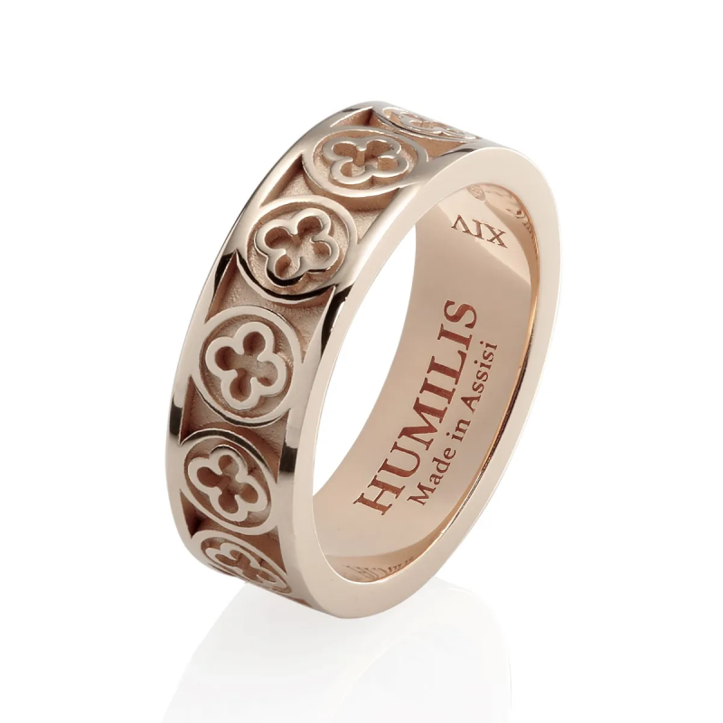 Sterling silver Iter Venice band ring with Palazzo Ducale's quadrilob flower