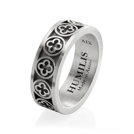 Sterling silver Iter Venice band ring with Palazzo Ducale's quadrilob flower