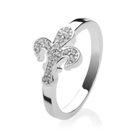 Gold Iter Florence ring with Florentine lily with zirconia