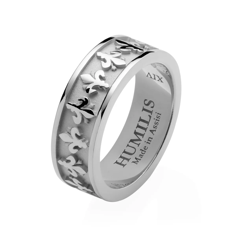 Gold Iter Florence band ring with lily the simbol of Florence