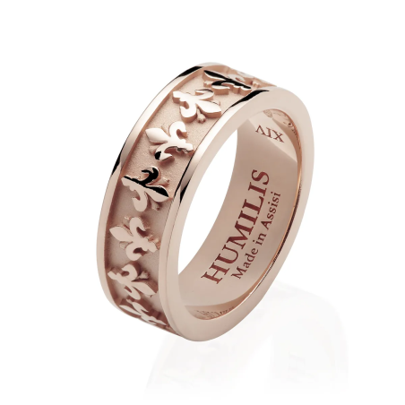 Gold Iter Florence band ring with lily the simbol of Florence